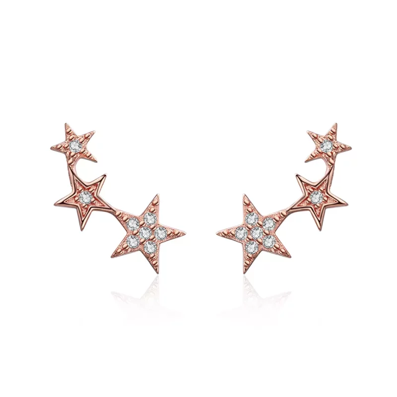 (imagen para) Pendientes de botón estilo Pandora en oro rosa Secretos de las Estrellas - SCE291
