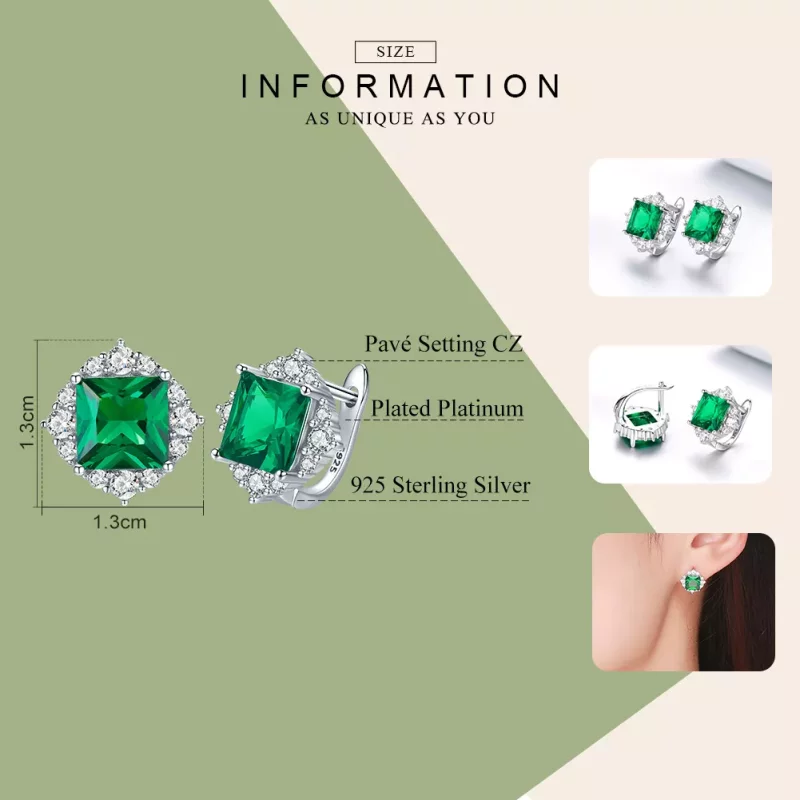 (imagen para) Pendientes de botón estilo Pandora en plata con aurora verde - SCE540 - Ver 3