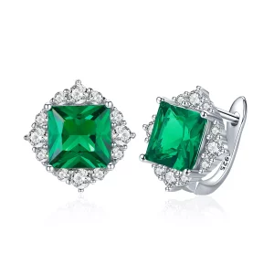 (imagen para) Pendientes de botón estilo Pandora en plata con aurora verde - SCE540