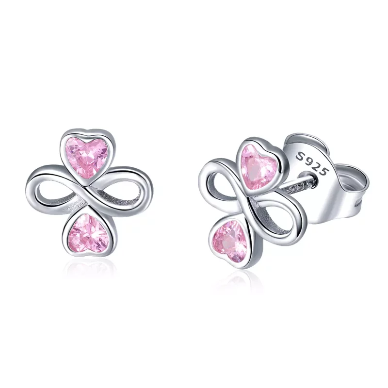 (imagen para) Pendientes de botón estilo Pandora en plata con diseño de amor infinito - SCE455