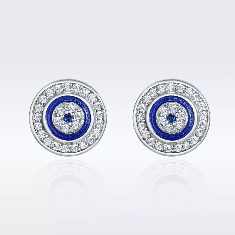 (imagen para) Pendientes de botón estilo Pandora en plata con ojo del diablo - SCE148 - Ver 3