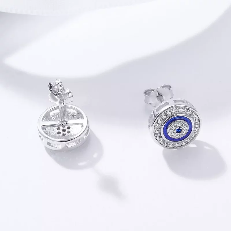 (imagen para) Pendientes de botón estilo Pandora en plata con ojo del diablo - SCE148 - Ver 5