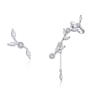 (imagen para) Pendientes de botón estilo Pandora en plata con ramas de flores - SCE429