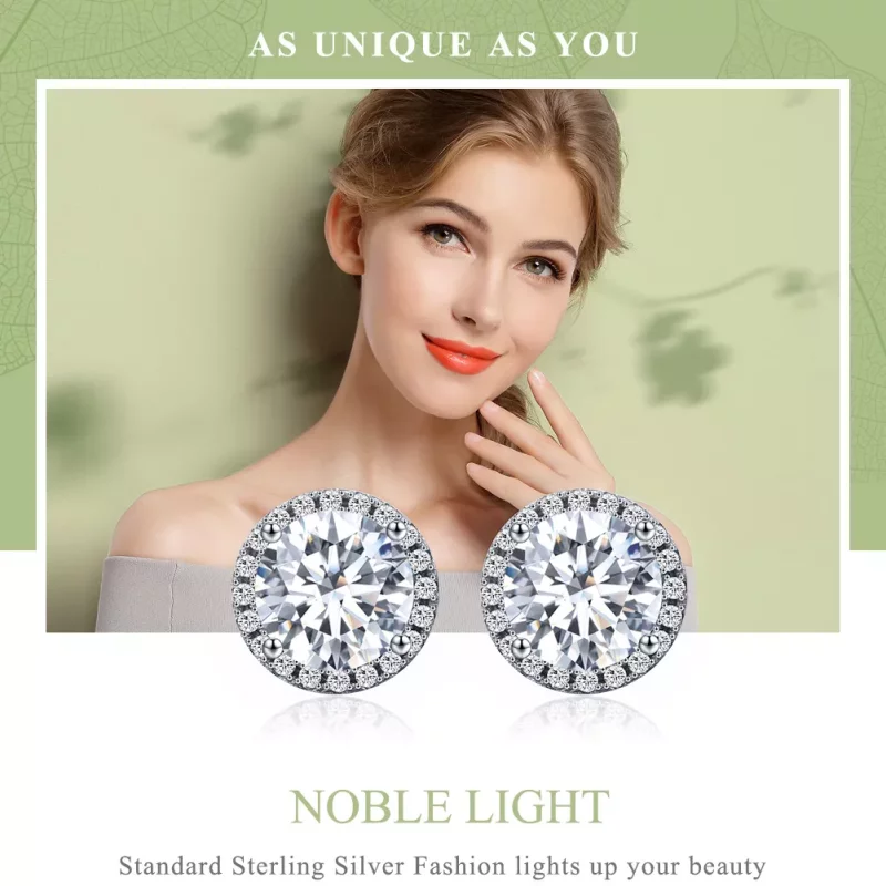 (imagen para) Pendientes de botón estilo Pandora en plata noble y luz - SCE358 - Ver 2