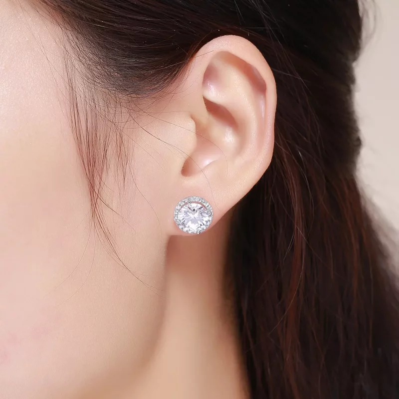 (imagen para) Pendientes de botón estilo Pandora en plata noble y luz - SCE358 - Ver 7