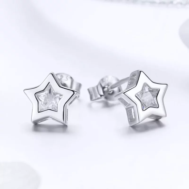 (imagen para) Pendientes de Botón Estilo Pandora Plata Secret of Stars - SCE437 - Ver 3