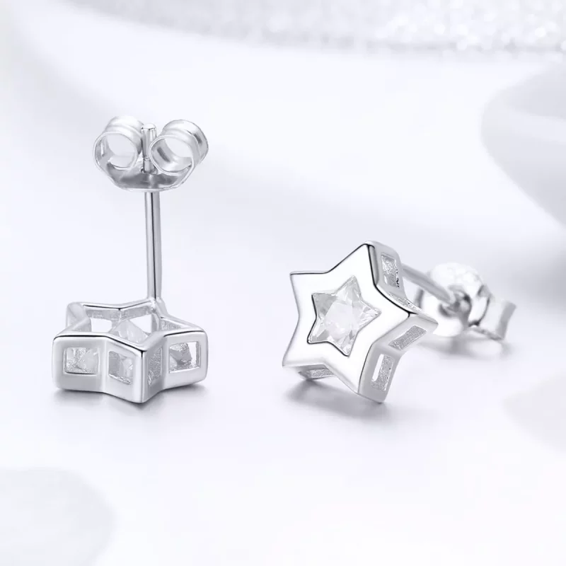 (imagen para) Pendientes de Botón Estilo Pandora Plata Secret of Stars - SCE437 - Ver 4