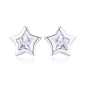 (imagen para) Pendientes de Botón Estilo Pandora Plata Secret of Stars - SCE437