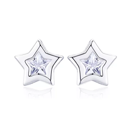 (imagen para) Pendientes de Botón Estilo Pandora Plata Secret of Stars - SCE437