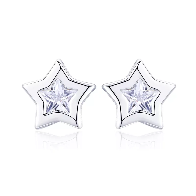 (imagen para) Pendientes de Botón Estilo Pandora Plata Secret of Stars - SCE437