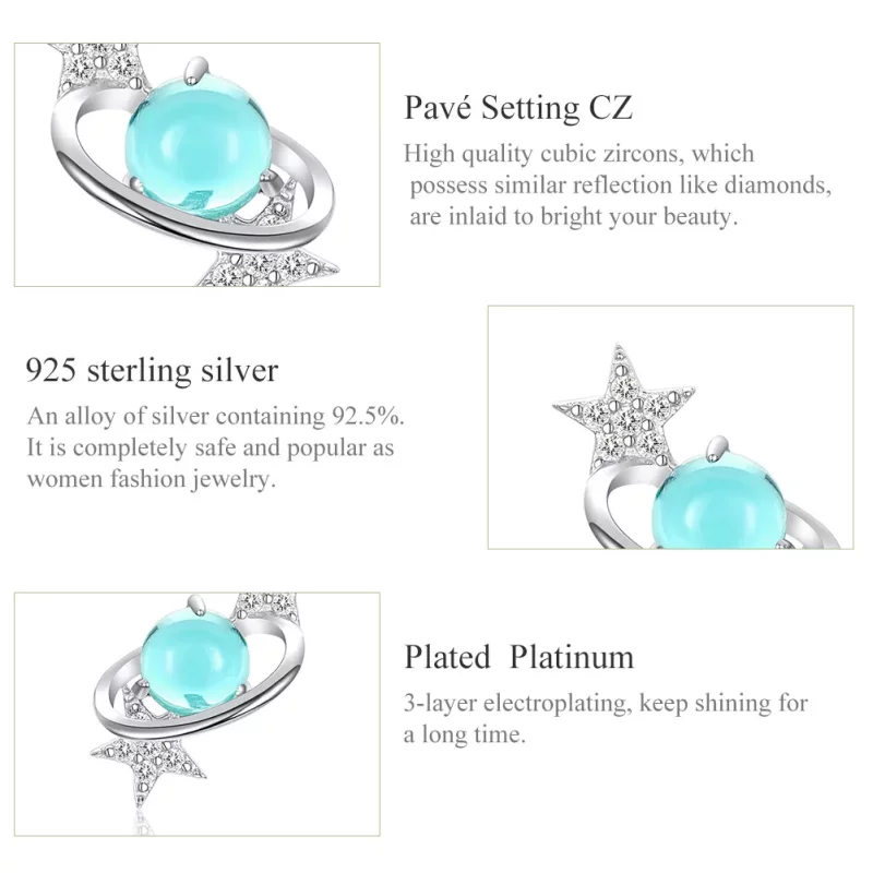 (imagen para) Pendientes de botón intergalácticos de estilo Pandora en plata - SCE701 - Ver 3