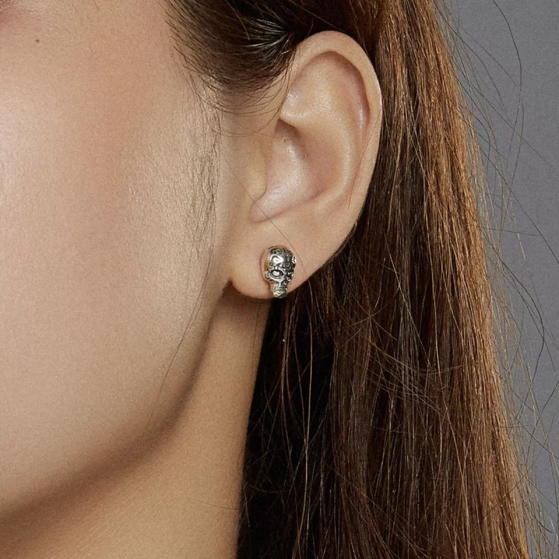 (imagen para) Pendientes de calavera de plata estilo Pandora - SCE953 - Ver 5