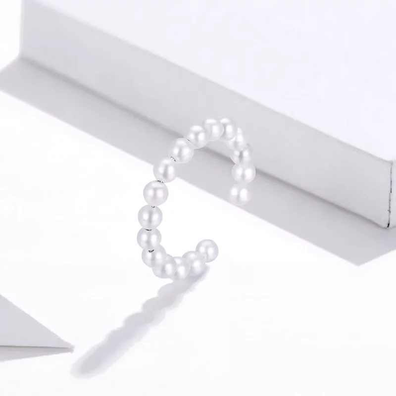 (imagen para) Pendientes de clip plateados estilo Pandora con perla simple - SCE1010 - Ver 2