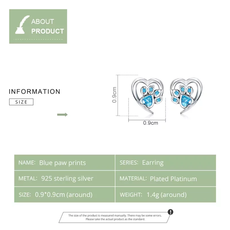 (imagen para) Pendientes de corazón con huella de perro cuidadosa estilo Pandora en plata - SC - Ver 8