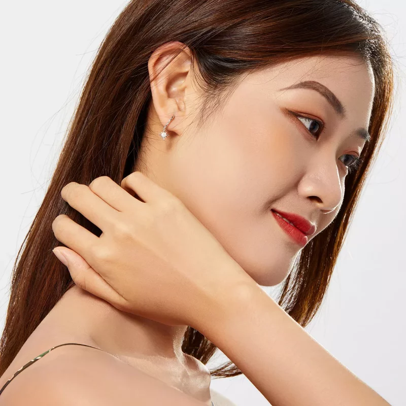 (imagen para) Pendientes de Estilo Pandora con Colgante de Estrella de Plata - SCE759 - Ver 6