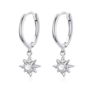 (imagen para) Pendientes de Estilo Pandora con Colgante de Estrella de Plata - SCE759