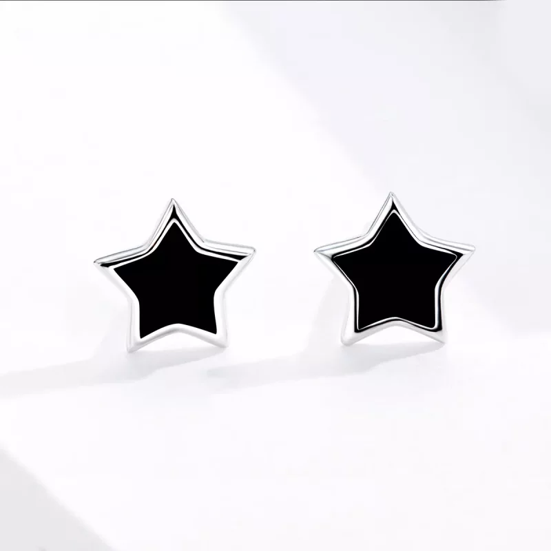 (imagen para) Pendientes de Estilo Pandora con Estrellas de Plata - BSE275 - Ver 2