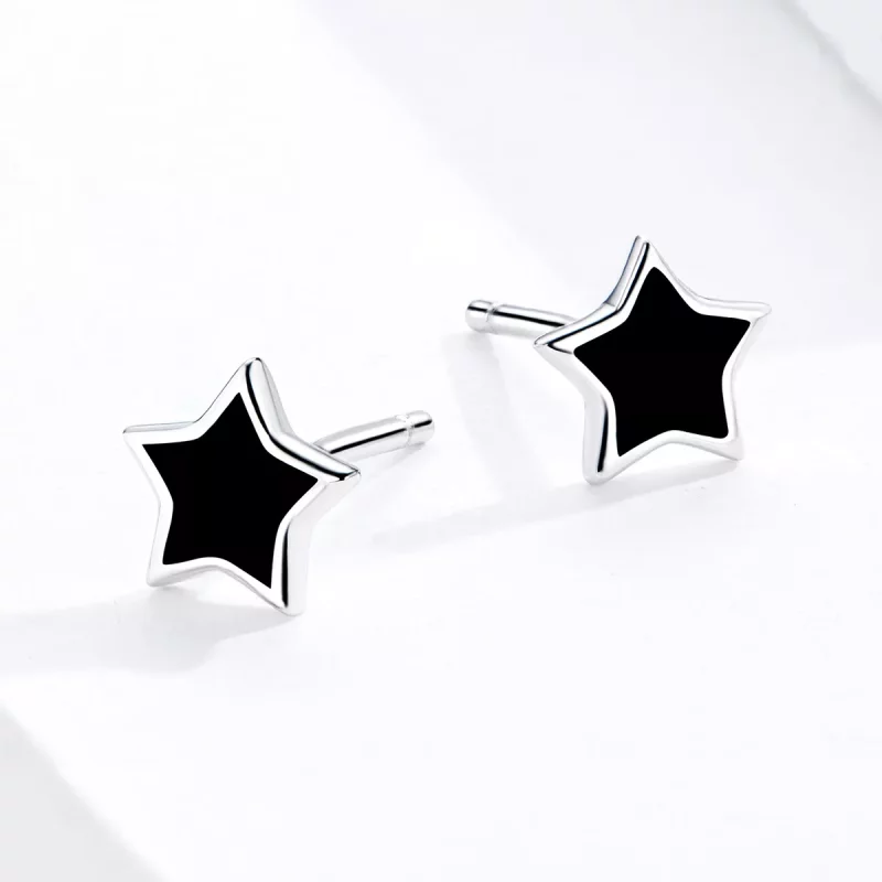 (imagen para) Pendientes de Estilo Pandora con Estrellas de Plata - BSE275 - Ver 3
