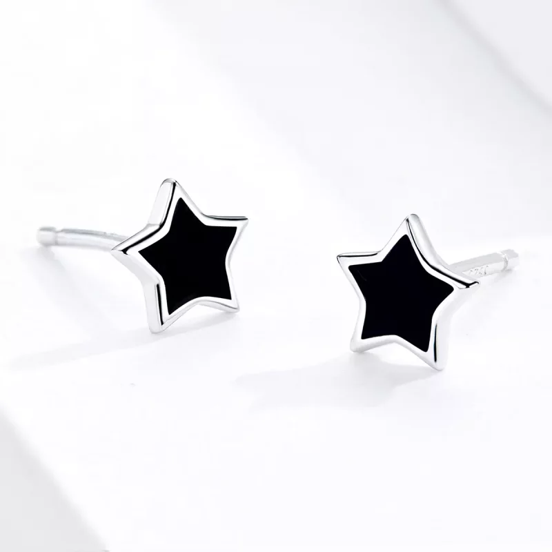 (imagen para) Pendientes de Estilo Pandora con Estrellas de Plata - BSE275 - Ver 4