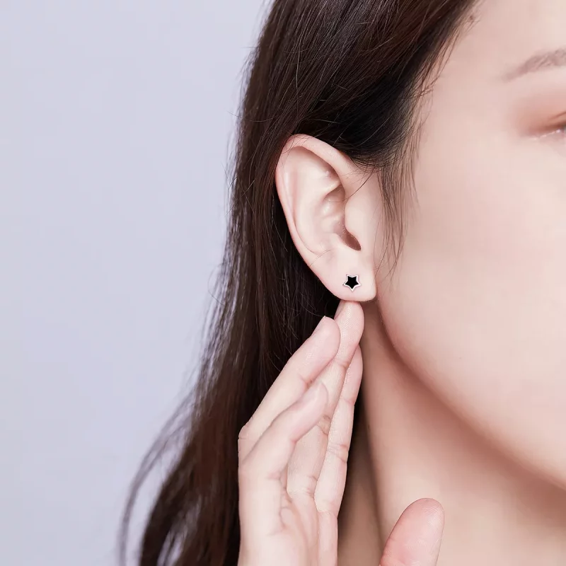 (imagen para) Pendientes de Estilo Pandora con Estrellas de Plata - BSE275 - Ver 5