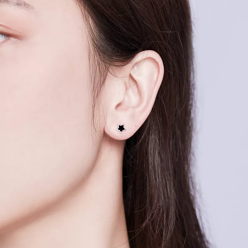 (imagen para) Pendientes de Estilo Pandora con Estrellas de Plata - BSE275 - Ver 6
