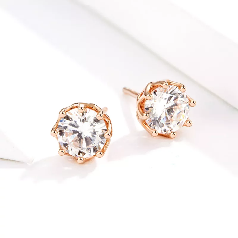 (imagen para) Pendientes de Estilo Pandora en Oro Rosa con Luz - SCE499-C - Ver 2