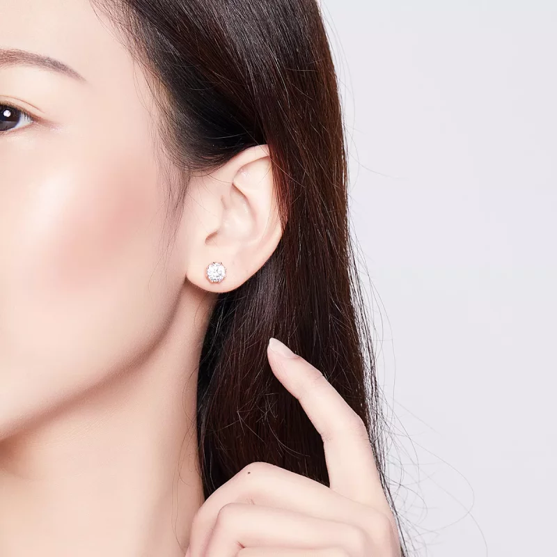 (imagen para) Pendientes de Estilo Pandora en Oro Rosa con Luz - SCE499-C - Ver 3