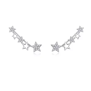 (imagen para) Pendientes de Estrella Brillante de Plata al Estilo Pandora - BSE351