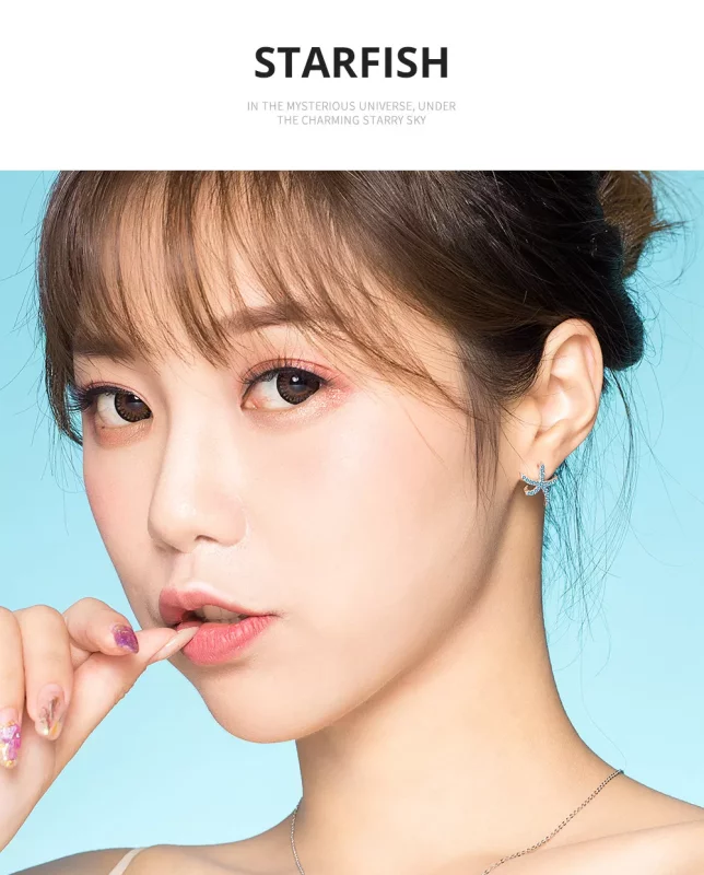 (imagen para) Pendientes de Estrella de Mar de Plata al Estilo Pandora - BSE136 - Ver 7