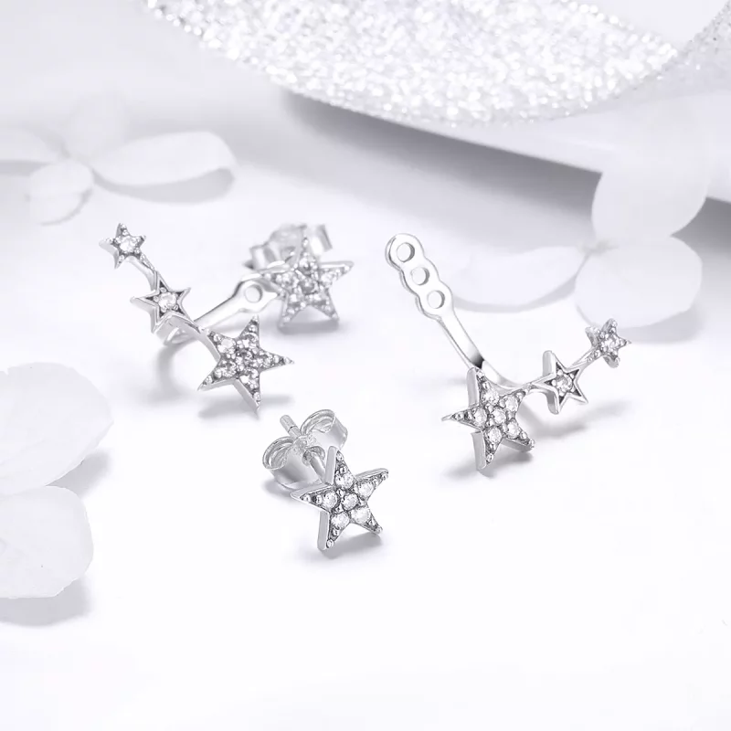 (imagen para) Pendientes de Estrella de Plata Estilo Pandora - SCE448 - Ver 2
