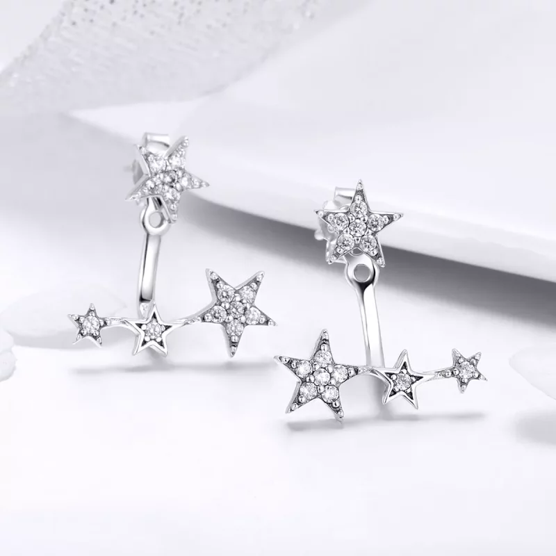 (imagen para) Pendientes de Estrella de Plata Estilo Pandora - SCE448 - Ver 4