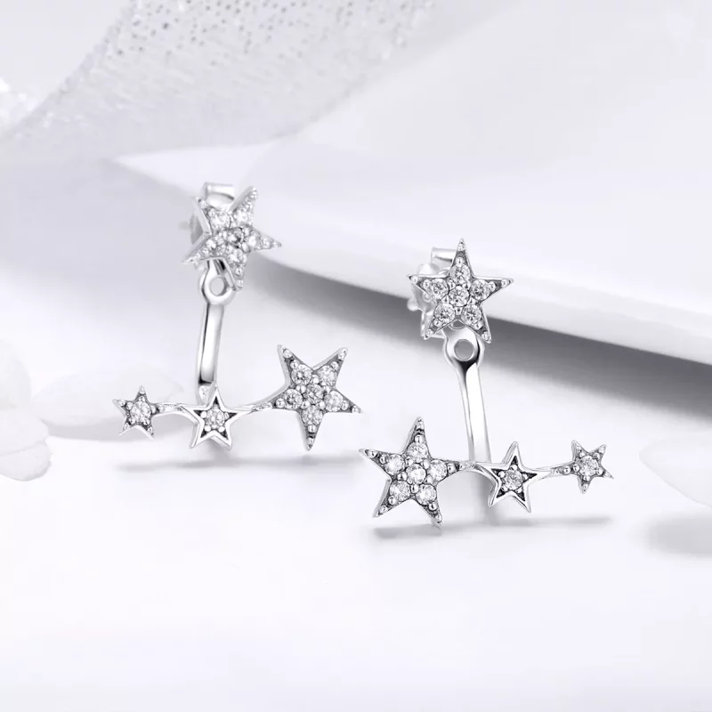 (imagen para) Pendientes de Estrella de Plata Estilo Pandora - SCE448 - Ver 7