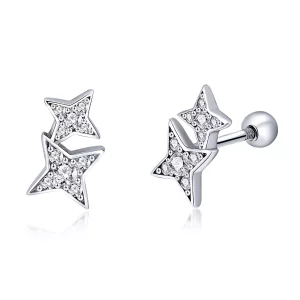 (imagen para) Pendientes de Estrella Fascinante en Plata Estilo Pandora - SCE432