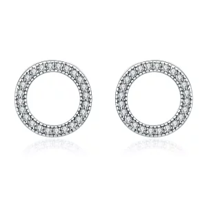(imagen para) Pendientes de Estudio de Plata Estilo Pandora con Diseño de Geometría Ligera - SCE417