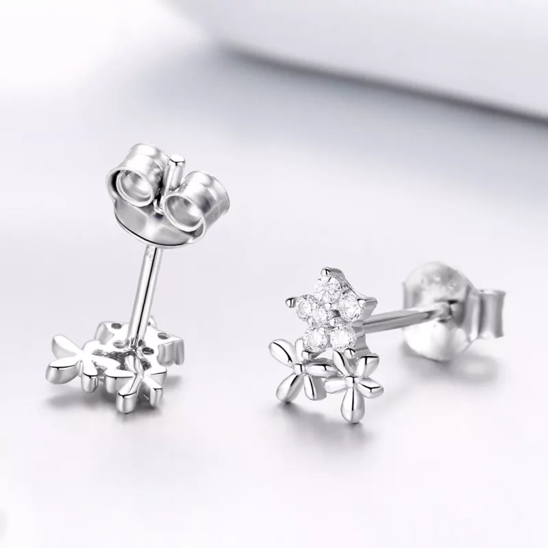 (imagen para) Pendientes de Gypsophila de Plata Estilo Pandora - BSE030 - Ver 2