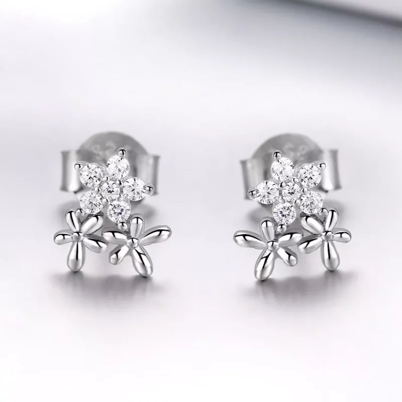 (imagen para) Pendientes de Gypsophila de Plata Estilo Pandora - BSE030 - Ver 4