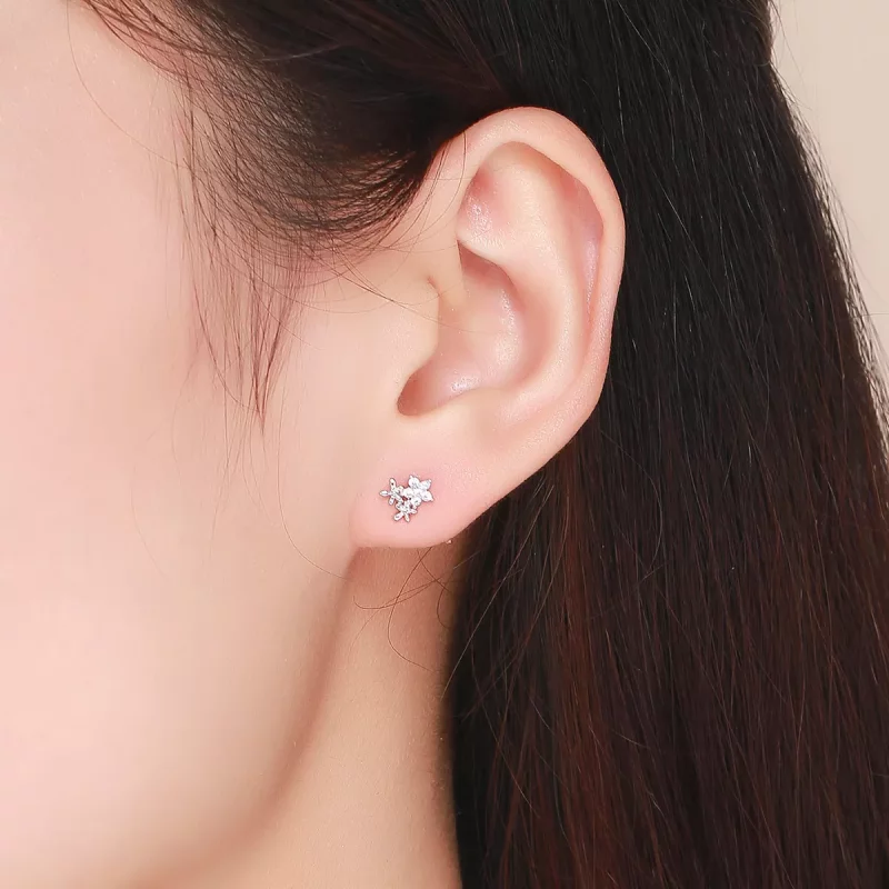(imagen para) Pendientes de Gypsophila de Plata Estilo Pandora - BSE030 - Ver 5