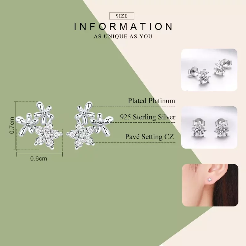 (imagen para) Pendientes de Gypsophila de Plata Estilo Pandora - BSE030 - Ver 7