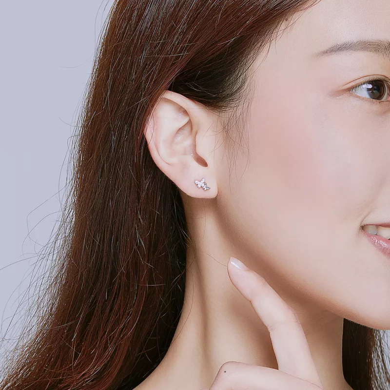 (imagen para) Pendientes de mariposa de plata estilo Pandora - BSE236 - Ver 6