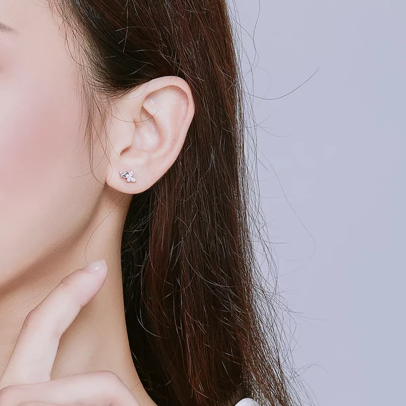 (imagen para) Pendientes de mariposa de plata estilo Pandora - BSE236 - Ver 7