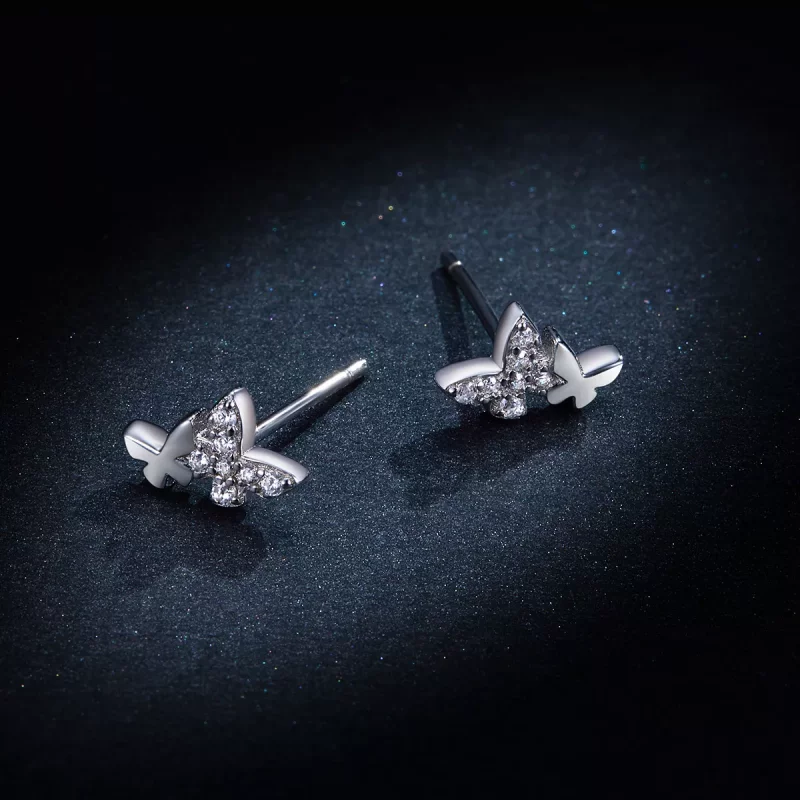 (imagen para) Pendientes de mariposa de plata estilo Pandora - BSE236 - Ver 8