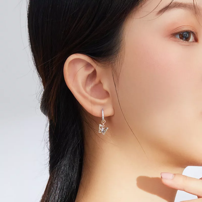 (imagen para) Pendientes de mariposa de plata estilo Pandora - SCE833 - Ver 5