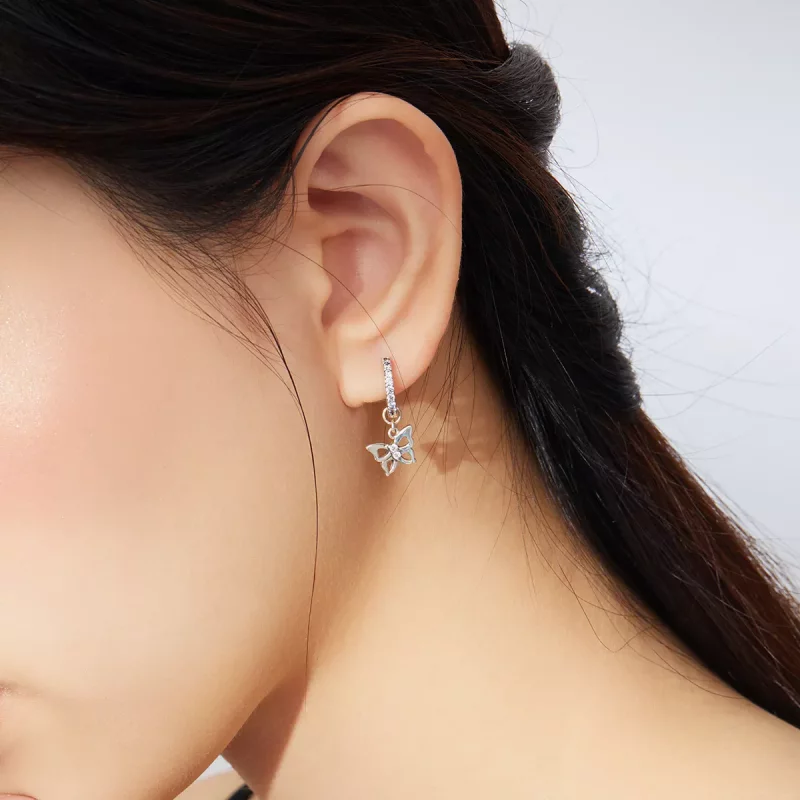 (imagen para) Pendientes de mariposa de plata estilo Pandora - SCE833 - Ver 6