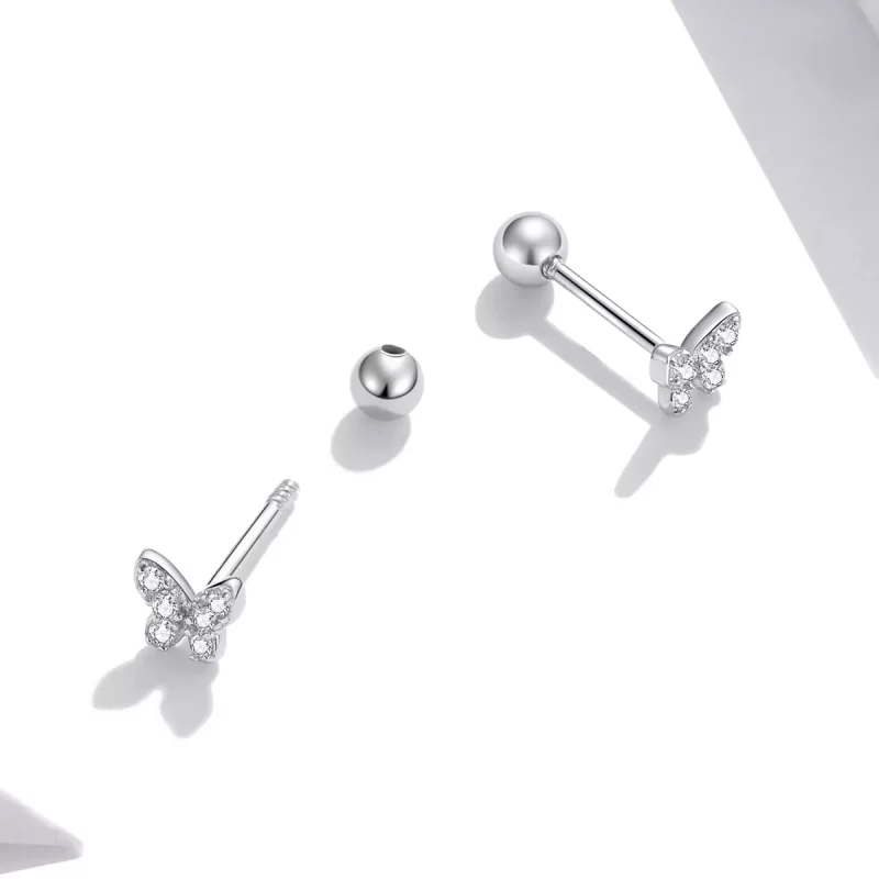(imagen para) Pendientes de mariposa en estilo Pandora de plata - SCE1116 - Ver 2