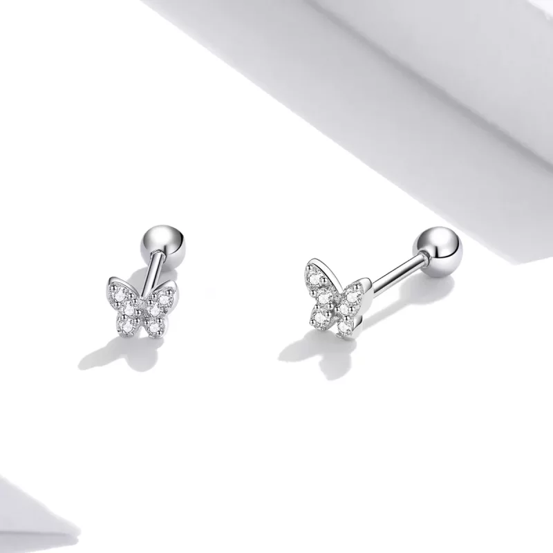 (imagen para) Pendientes de mariposa en estilo Pandora de plata - SCE1116 - Ver 3