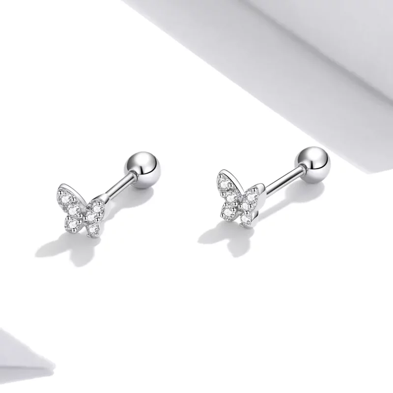 (imagen para) Pendientes de mariposa en estilo Pandora de plata - SCE1116 - Ver 4