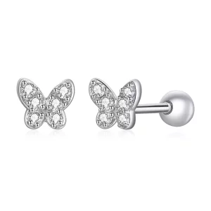 (imagen para) Pendientes de mariposa en estilo Pandora de plata - SCE1116