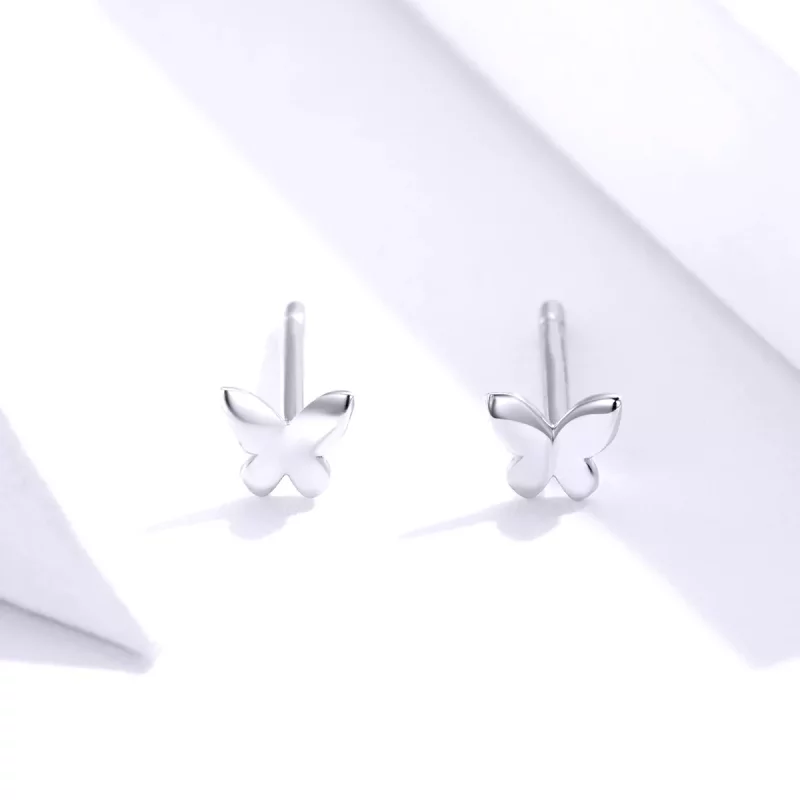 (imagen para) Pendientes de mariposa plateados estilo Pandora - SCE775 - Ver 2