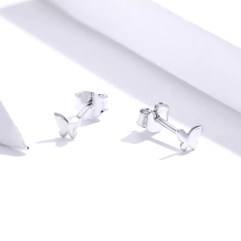 (imagen para) Pendientes de mariposa plateados estilo Pandora - SCE775 - Ver 3