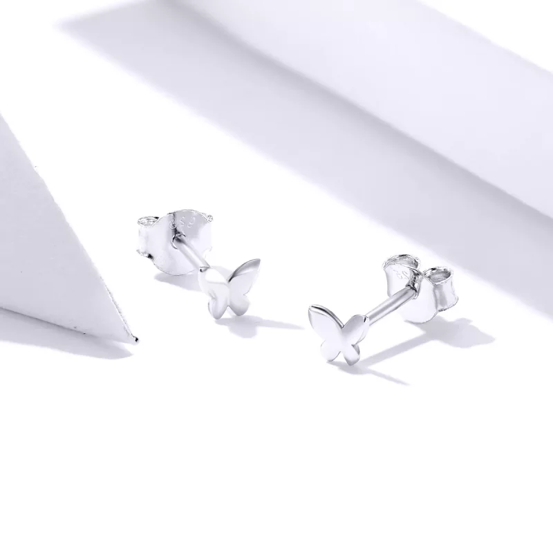(imagen para) Pendientes de mariposa plateados estilo Pandora - SCE775 - Ver 4
